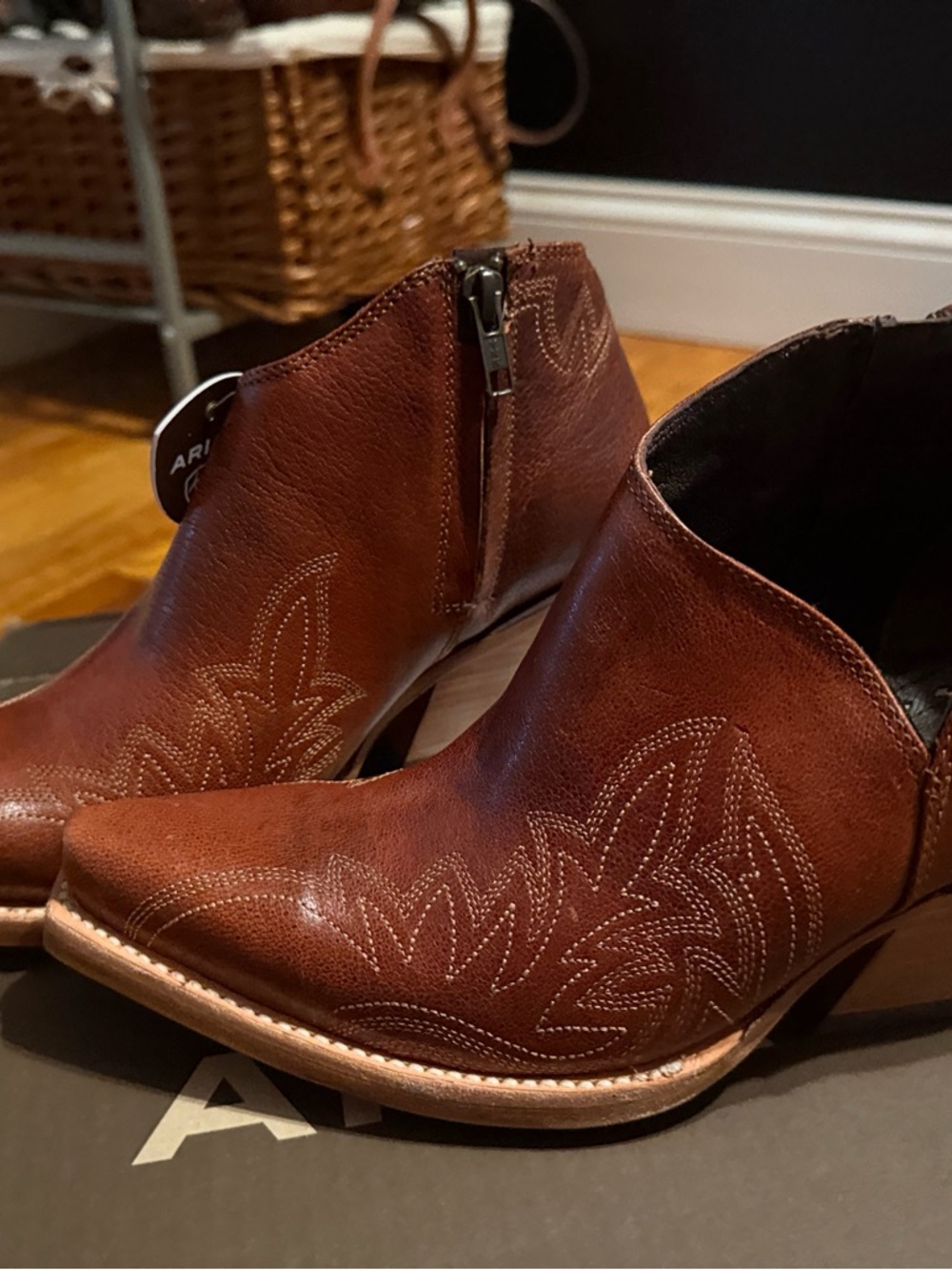 Ariat “Jolene” Brown Leather Western Ankle Bootie - Picture 4 of 7